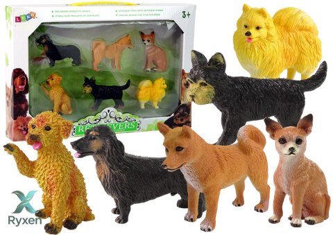 Zestaw 6 Figurek Psów Psy Rasowe Figurka Pies LEAN TOYS