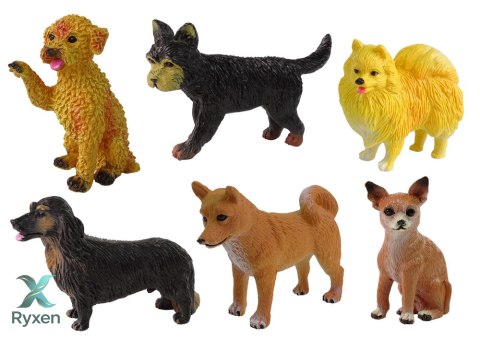 Zestaw 6 Figurek Psów Psy Rasowe Figurka Pies LEAN TOYS