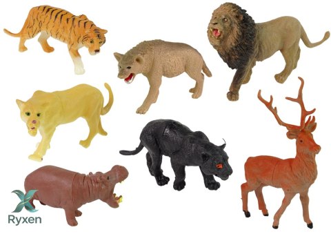 Zestaw Figurek Dzikie Zwierzęta 34 Elementy Safari Lew Gepard Tygrys LEAN TOYS