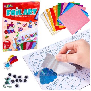 Zestaw Kreatywny Plastyczny Foil Art DIY Wyklejanie Błyszczącą Folią LEAN TOYS