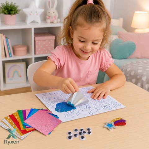 Zestaw Kreatywny Plastyczny Foil Art DIY Wyklejanie Błyszczącą Folią LEAN TOYS