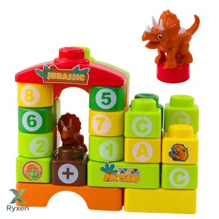 Klocki Konstrukcyjne Edukacyjne W Plecaku Dinozaury Cyfry Litery 49 el. LEAN TOYS