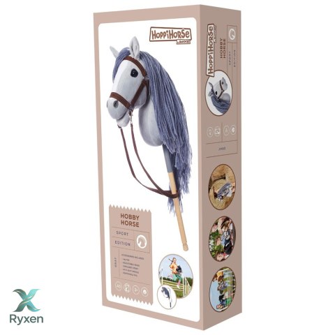 Koń na kiju hobby horse hoppihorse a3 szary, maść siwa TOOTINY