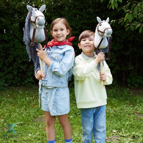 Koń na kiju hobby horse hoppihorse a4 szary, maść siwa TOOTINY