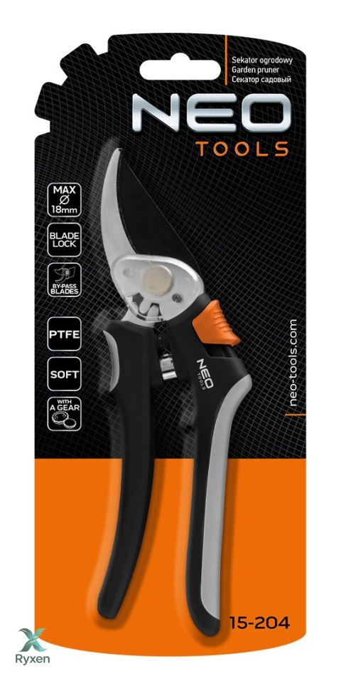 Sekator by-pass 200 mm, zakres do 18 mm, z przekładnią NEO TOOLS