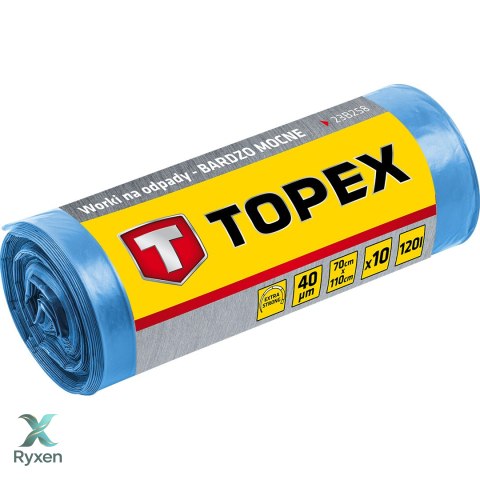 Worki na odpady 120 L, niebieskie, 40 mic TOPEX