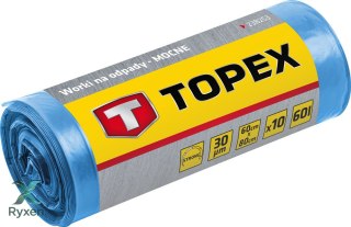 Worki na odpady 120 L, niebieskie, 40 mic TOPEX