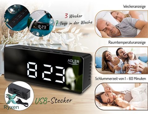 AD 1189 black Budzik ADLER
