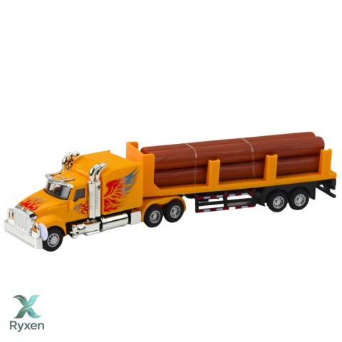Ciężarówka Cysterna Transport Drewna Napęd Pull-Back Światła Dźwięki 1:36 LEAN TOYS