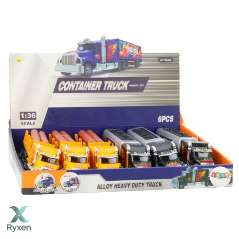 Ciężarówka Cysterna Transport Drewna Napęd Pull-Back Światła Dźwięki 1:36 LEAN TOYS