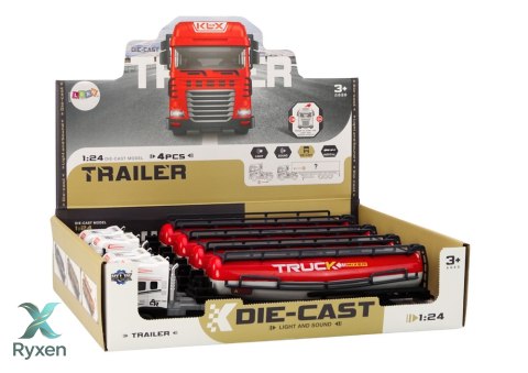 Ciężarówka Z Przyczepą Cysterna TIR 1:24 Auto Ciężarowe Światła Dźwięki LEAN TOYS
