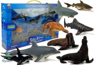 Figurki Edukacyjne Morskie Zwierzęta 8 Elementów Rekiny Foka Delfin Mors Żółw LEAN TOYS