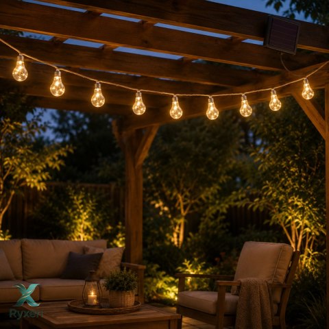 Girlanda ogrodowa solarna, 10 żarówek LED, łańcuch, do ogrodu i tarasu, 3,8 m KAMAI STRENDPRO