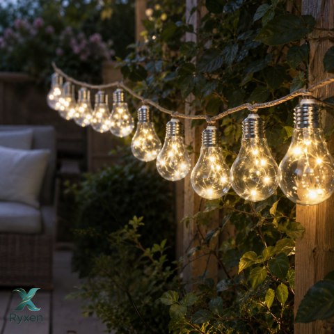 Girlanda ogrodowa solarna, 10 żarówek LED, łańcuch, do ogrodu i tarasu, 3,8 m KAMAI STRENDPRO