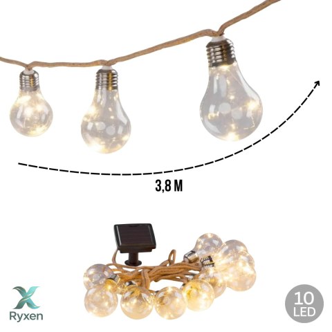 Girlanda ogrodowa solarna, 10 żarówek LED, łańcuch, do ogrodu i tarasu, 3,8 m KAMAI STRENDPRO