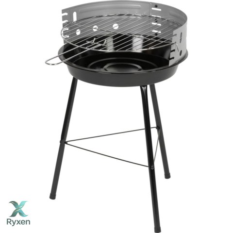 Grill węglowy ogrodowy okrągły czarny z rusztem, stalowy, 38 x 38 x 55 cm KAMAI STRENDPRO