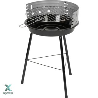 Grill węglowy ogrodowy okrągły czarny z rusztem, stalowy, 38 x 38 x 55 cm KAMAI STRENDPRO