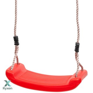Huśtawka dziecięca, czerwona, plastikowa, do ogrodu, 43x17x8,5 cm, liny 2 m, nośność 70 kg KAMAI STRENDPRO