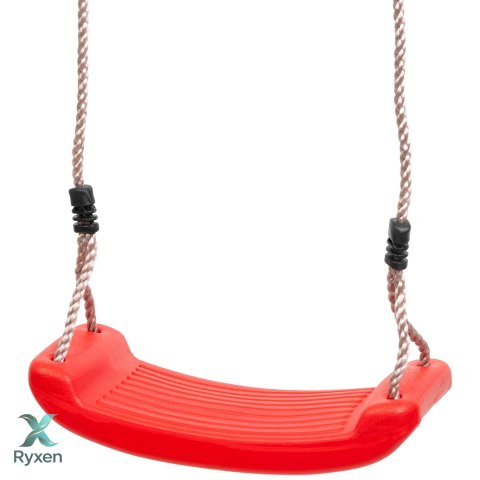 Huśtawka dziecięca, czerwona, plastikowa, do ogrodu, 43x17x8,5 cm, liny 2 m, nośność 70 kg KAMAI STRENDPRO