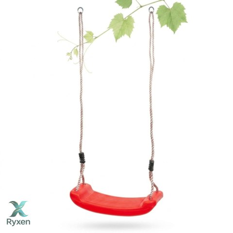 Huśtawka dziecięca, czerwona, plastikowa, do ogrodu, 43x17x8,5 cm, liny 2 m, nośność 70 kg KAMAI STRENDPRO