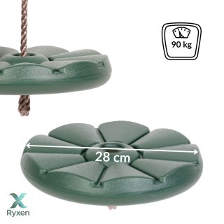 Huśtawka dziecięca okrągła plastikowa na linie, zielona, śr. 28 cm, maks. 90 kg, do ogrodu KAMAI STRENDPRO
