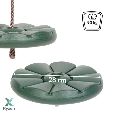 Huśtawka dziecięca okrągła plastikowa na linie, zielona, śr. 28 cm, maks. 90 kg, do ogrodu KAMAI STRENDPRO