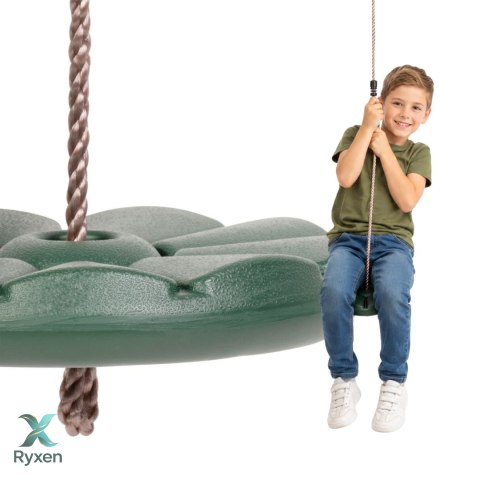 Huśtawka dziecięca okrągła plastikowa na linie, zielona, śr. 28 cm, maks. 90 kg, do ogrodu KAMAI STRENDPRO