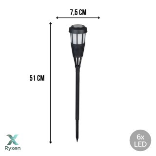 Lampa ogrodowa solarna, czarna, 6x LED, wbijana, ciepła biała, 7,5x51 cm KAMAI STRENDPRO
