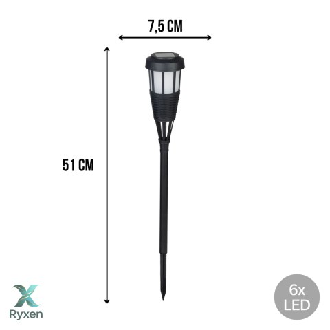 Lampa ogrodowa solarna, czarna, 6x LED, wbijana, ciepła biała, 7,5x51 cm KAMAI STRENDPRO