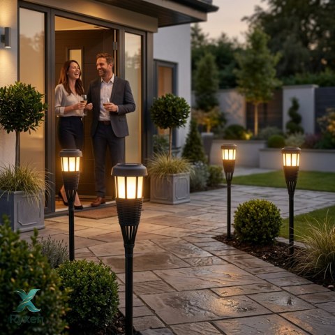 Lampa ogrodowa solarna, czarna, 6x LED, wbijana, ciepła biała, 7,5x51 cm KAMAI STRENDPRO