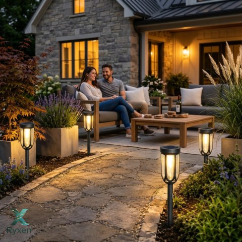 Lampa ogrodowa solarna, czarna LED, zapikowa, IP44, 7,5x42 cm KAMAI STRENDPRO