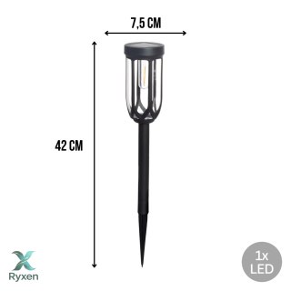 Lampa ogrodowa solarna, czarna LED, zapikowa, IP44, 7,5x42 cm KAMAI STRENDPRO