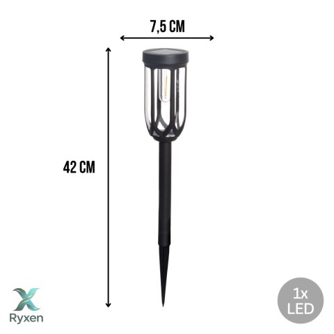 Lampa ogrodowa solarna, czarna LED, zapikowa, IP44, 7,5x42 cm KAMAI STRENDPRO