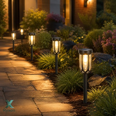 Lampa ogrodowa solarna, czarna LED, zapikowa, IP44, 7,5x42 cm KAMAI STRENDPRO