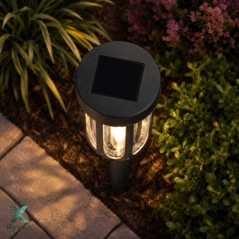Lampa ogrodowa solarna, czarna LED, zapikowa, IP44, 7,5x42 cm KAMAI STRENDPRO