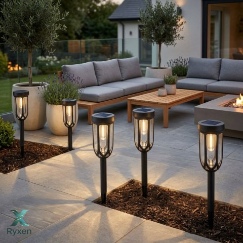 Lampa ogrodowa solarna, czarna LED, zapikowa, IP44, 7,5x42 cm KAMAI STRENDPRO