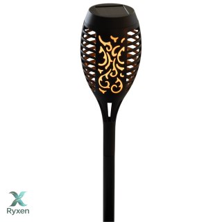 Lampa ogrodowa solarna wbijana, wodoodporna, efekt płomienia, 12x SMD LED, ciepła biel, Ø 7,2 x 49 cm, akumulatorek 2/3 AAA KAMAI STRENDPRO