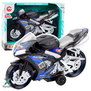 Motor Wyścigowy Ścigacz Napęd Światła Dźwięki Czarno-Niebieski LEAN TOYS