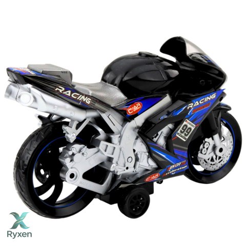 Motor Wyścigowy Ścigacz Napęd Światła Dźwięki Czarno-Niebieski LEAN TOYS