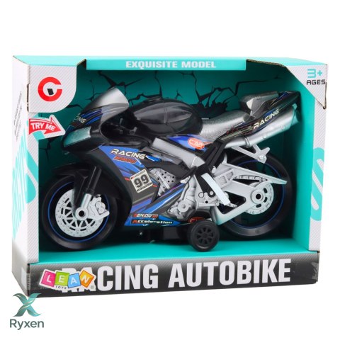 Motor Wyścigowy Ścigacz Napęd Światła Dźwięki Czarno-Niebieski LEAN TOYS