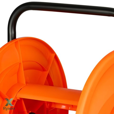Nawijacz na wąż ogrodowy metalowy, plastikowy bęben, korba ręczna, UV odporny, do 60 m węża 1/2 cala KAMAI STRENDPRO