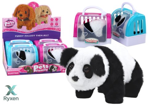 Panda Interaktywna Pluszowa W Transporterze Różowy Niebieski LEAN TOYS