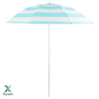 Parasol plażowy biało-niebieski, stalowy, z nachyleniem, średnica 180 cm, wysokość 200 cm, maszt 32 mm KAMAI STRENDPRO