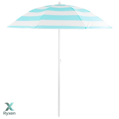 Parasol plażowy biało-niebieski, stalowy, z nachyleniem, średnica 180 cm, wysokość 200 cm, maszt 32 mm KAMAI STRENDPRO