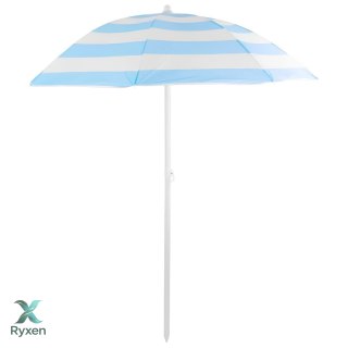 Parasol plażowy turkusowo-biały, stalowy, z nachyleniem, średnica 180 cm, wysokość 200 cm, maszt 32/32 mm KAMAI STRENDPRO