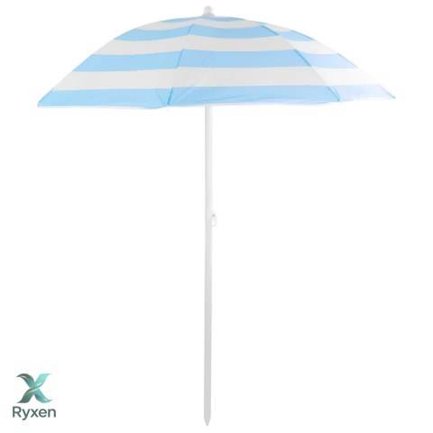 Parasol plażowy turkusowo-biały, stalowy, z nachyleniem, średnica 180 cm, wysokość 200 cm, maszt 32/32 mm KAMAI STRENDPRO