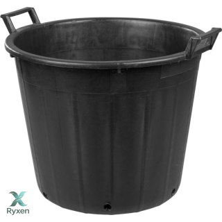 Pojemnik ogrodowy okrągły perforowany z uchwytami, plastikowy, czarny, 155 l, śr. 75 cm, wys. 51 cm KAMAI STRENDPRO