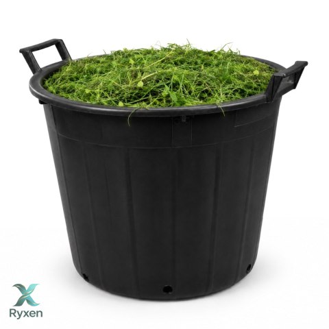 Pojemnik ogrodowy okrągły perforowany z uchwytami, plastikowy, czarny, 155 l, śr. 75 cm, wys. 51 cm KAMAI STRENDPRO