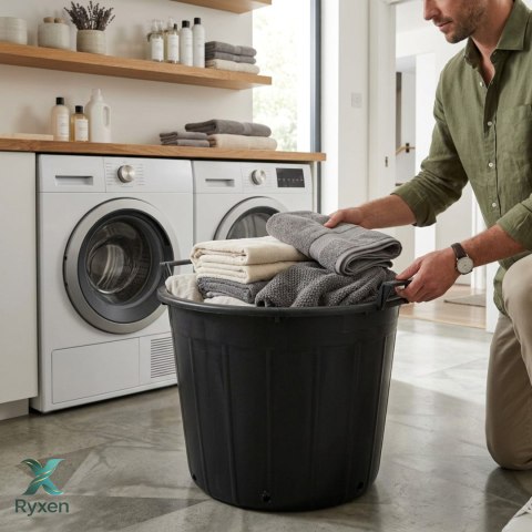 Pojemnik ogrodowy okrągły plastikowy perforowany z uchwytami, 50 l, średnica 50 cm, wysokość 41 cm KAMAI STRENDPRO