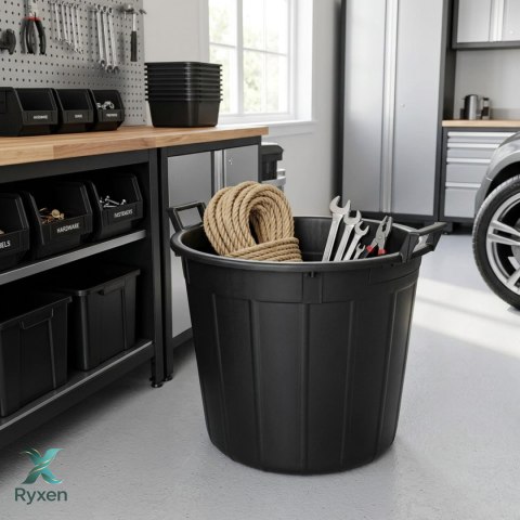 Pojemnik ogrodowy okrągły plastikowy perforowany z uchwytami, 50 l, średnica 50 cm, wysokość 41 cm KAMAI STRENDPRO